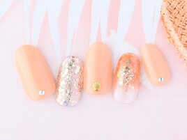 ラメ×シェルネイル