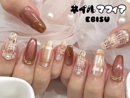 秋ネイル/ツイード/チェック柄