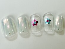 ネイルメゾン 天神店(NAIL MAISON)/ミラー丸ホロ花個性派¥7000