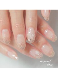 ラメグラデーション春ネイル
