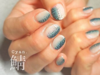 シアン(Cyan)/お持ち込みデザイン☆鯖ネイル