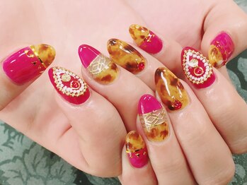 ビービーネイル(BB)/べっ甲×ボルドー