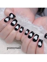 ポミーネイル 新宿西口店(pomy nail)/モノクロハートネイル