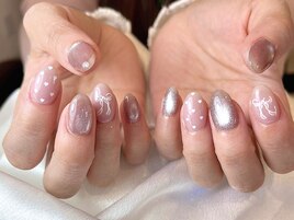 くすみピンク×ハートリボン