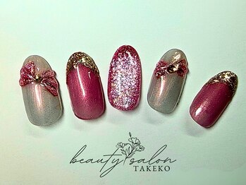 たけ子ビューティーサロン 川崎店(たけ子beauty salon)/リボンマグネットデザインネイル