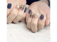 フルール(fleur)/ネイビー×落書きチェック