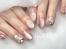 ユーネイルズ 恵比寿(Yu.NAILS.)/春ネイル◎うる艶ぷるマグ×蝶々