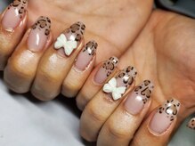 キャットミントファミリー 水沢店(キャットミントfamily)/ヒョウ柄リボン★パラジェル