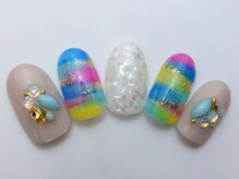 ネイルサロン ドレリッチ 大宮店(drerich)/カラフルボーダー風