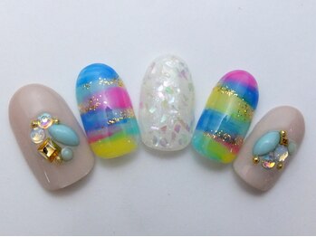 ネイルサロン ドレリッチ 大宮店(drerich)/カラフルボーダー風