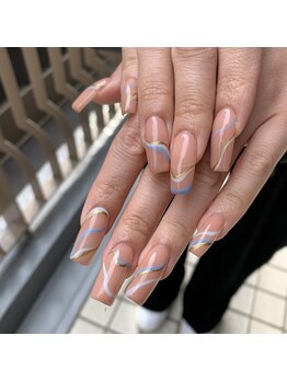 Mネイルアンドカフェ シェレステ/長さ出しで海外ネイル○