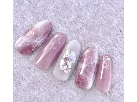 ピンク大理石ネイル