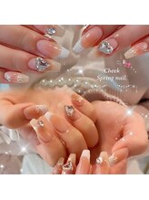nail salon popo 新宿三丁目2号店　〈韓国ネイル×ワンホンネイル×長さだし〉/チークスプリングネイル