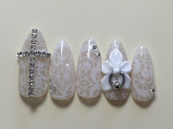 ジェミーネイル シンジュク(Jemiy nail shinjuku)/レース3Dハイビスカス¥10480