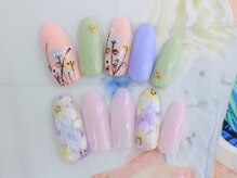 ネイルサロンセレーネ(Selene)/華やか手書きお花ネイル☆