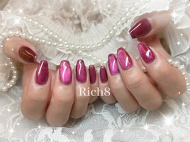 秋色ボルドーマグネットネイル