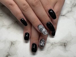 國廣限定モノクロ痛ネイル