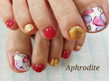アフロディーテ(Aphrodite)/お花アートのfootネイル☆