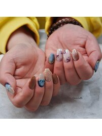デニム&押し花ネイル