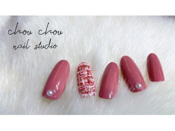 ネイルアンドアイラッシュスタジオ シュシュ(chouchou)/秋冬ネイル#ツィード柄#秋色