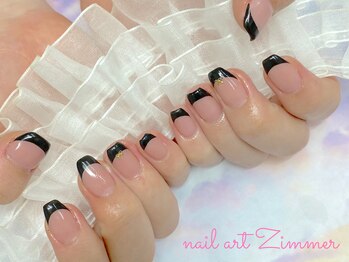 ネイルアート ジマー/王道フレンチ+パーツ追加