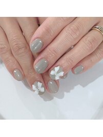 ショートネイル/リボンネイル