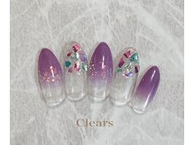 ビューティーネイルサロン クリアーズ(Clears)/パープル×シェルネイル