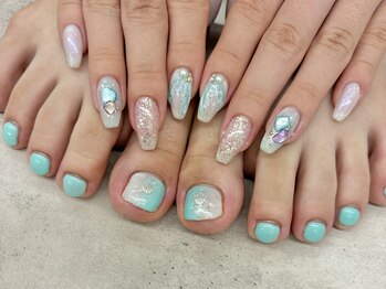 ネイルサロン ドゥ(Nail Salon Doux)/【ラテリア】夏ブルーネイル