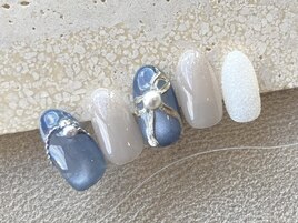 冬のリボンネイル