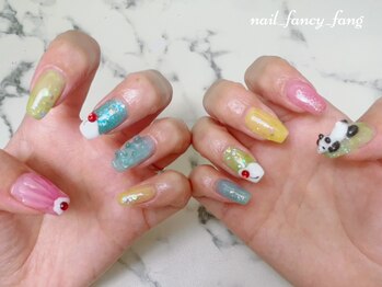 ネイル ファンシーファング(nail_fancy_fang)/夏ネイル(パンダ3Dパーツ)