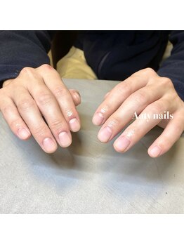 クリアマットの自爪風ネイル