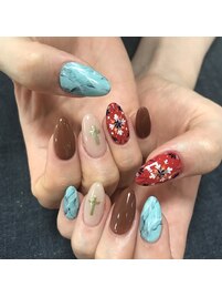 大理石★タイル柄ネイル★