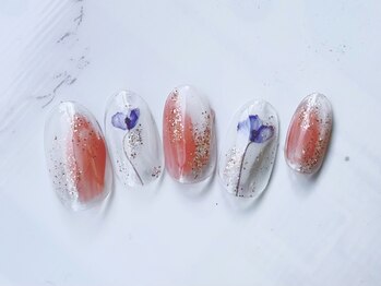 ネイルサロン フローリア(nail salon Florir)/ニュアンス 花 ポイントアート