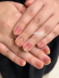 桃ネイル　ニュアンス