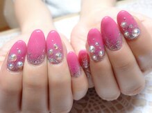 アミュリー ネイル アトリエ(Amury nail atelier)/ピンク＆ラメ☆ストーンネイル☆