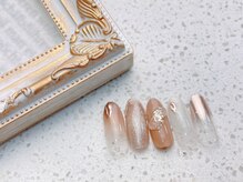 ネイルサロン&スクール ジーナ(GINA)/ヌーディーゴールドミラーネイル