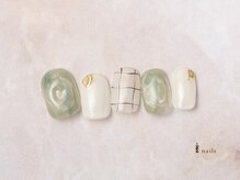 アイネイルズ 横浜EAST店(I-nails)/くすみグリーンもやもやネイル