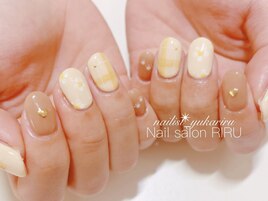 チェックネイル/フラワーネイル