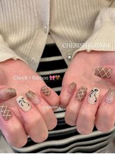 チェリッシュ アンド ジェニ(CHERISH＆JENNI)/チェック×リボンネイル
