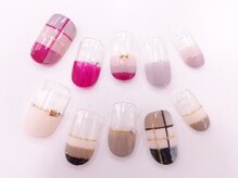 ネイルサロンクイール 宇都宮店(NAIL SALON QUILL)/ハーフフレンチ+チェック