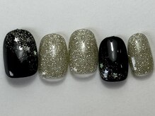 ネイルメゾン 天神店(NAIL MAISON)/フラッシュ星ラメ黒夏¥7000