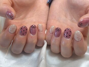 マイフェアレディ 今池(MyFairLady)/リボン×ハートのガーリーネイル