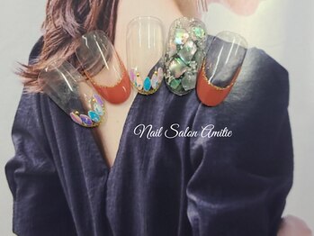 ネイルサロン アミティエ(Nail Salon Amitie)/リーフホロ×シェル敷き詰め