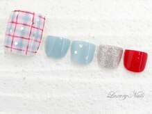ラグジュアリーネイルズ アカバネ(Luxury Nails Akabane)/夏バイカラー*チェックネイル