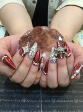 エスフィーネイルサロン ブリーユ(Esfy nailsalon Brille)/赤キラキラネイル