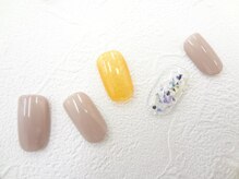 ネイルサロン クイール 小山店(NAIL SALON QUILL)/ワンカラー×押し花フレーク