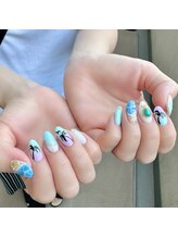 わがままキャット/海ネイル