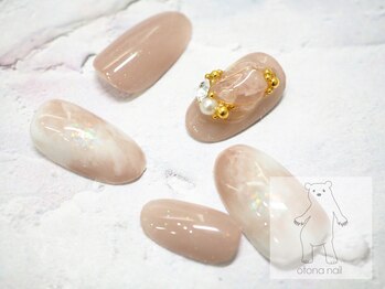 オトナネイル(otona nail)/ニュアンスベージュ天然石ネイル