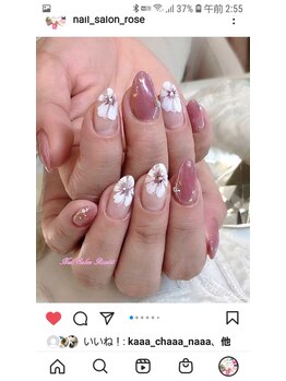 ローズ56(Rose56)/フラワーフレンチネイル