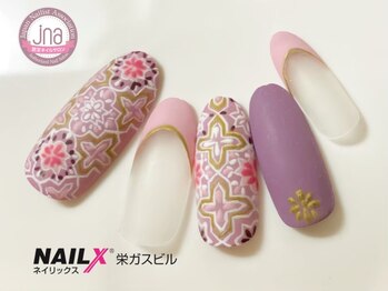 ネイリックス 栄ガスビル(NAILX)/くすみカラーでモロッコネイル☆